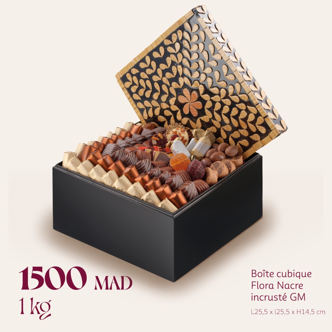 Boîte cubique Flora Nacre incrusté